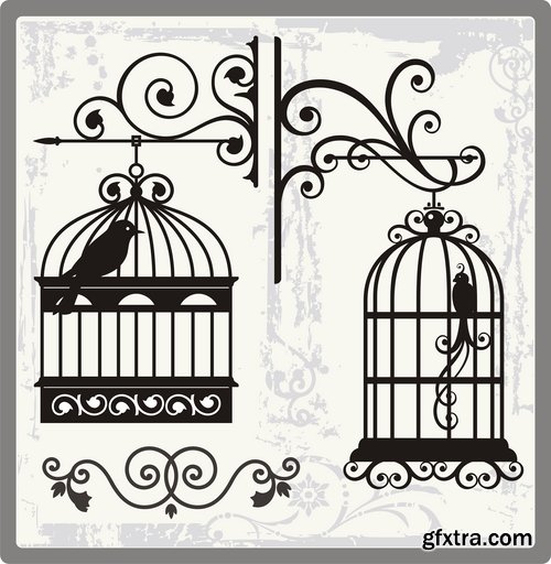 Collection various birds in a cage vector image 25 Eps