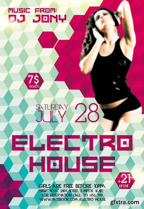 Electro house - Flyer PSD Template plus FB Cover