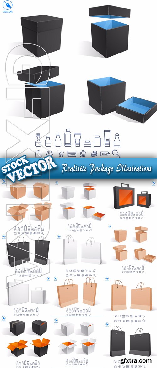 Stock Vector - Realistic Black Package Illustrations