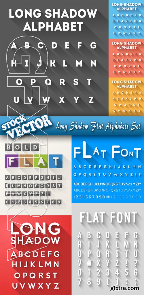 Stock Vector - Long Shadow Flat Alphabets Set