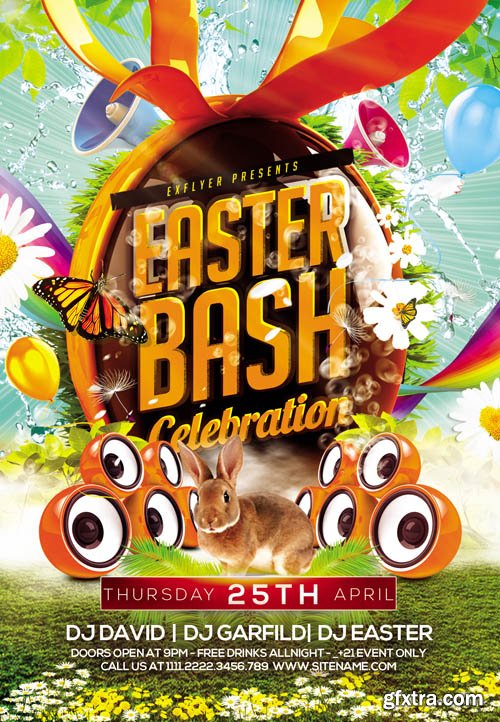 Easter Bash Flyer Template plus FB Cover