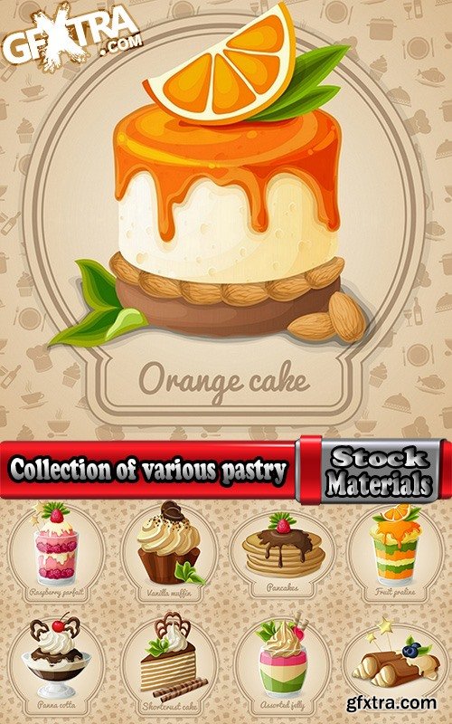 Collection of various pastry cream cakes cake 25 Eps