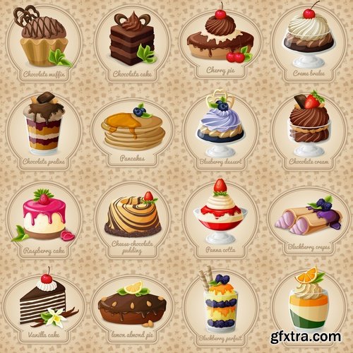 Collection of various pastry cream cakes cake 25 Eps