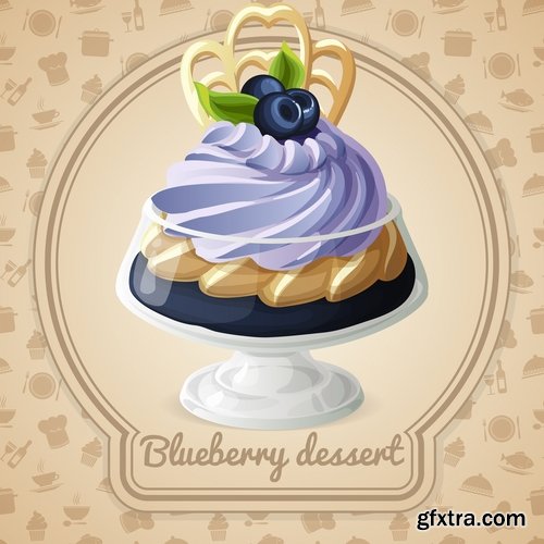 Collection of various pastry cream cakes cake 25 Eps