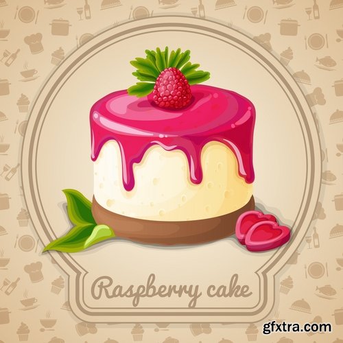 Collection of various pastry cream cakes cake 25 Eps