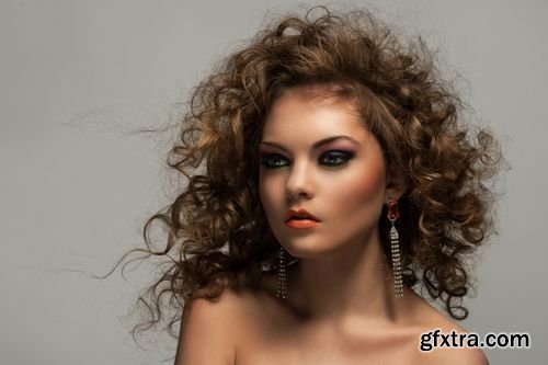 Stock Photos - Beautiful Woman with Curls and Makeup