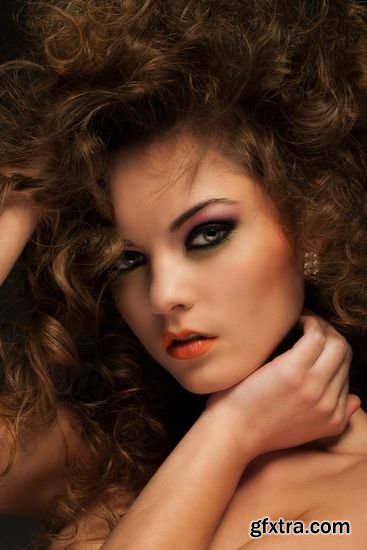 Stock Photos - Beautiful Woman with Curls and Makeup