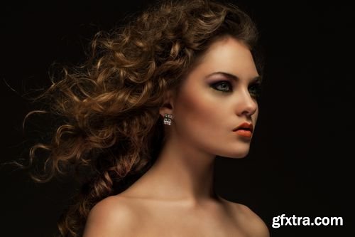 Stock Photos - Beautiful Woman with Curls and Makeup