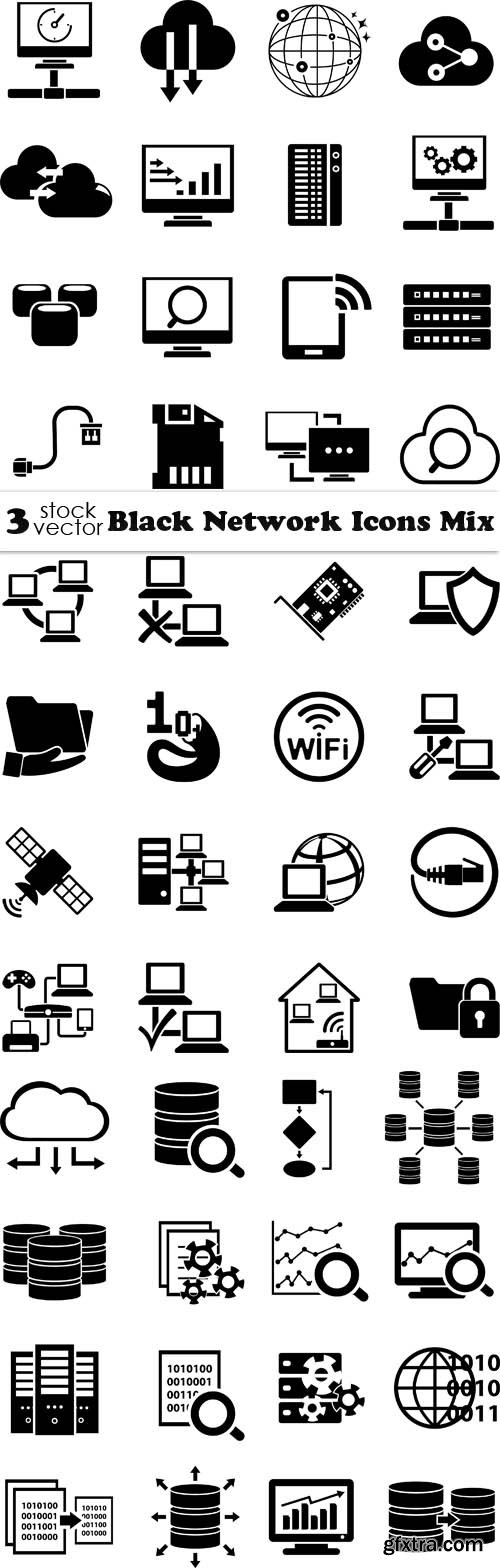 Vectors - Black Network Icons Mix