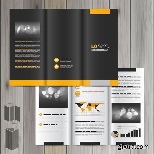 Vector - Black Classic Corporate Identity Template Design with Yellow Shapes - Business stationery