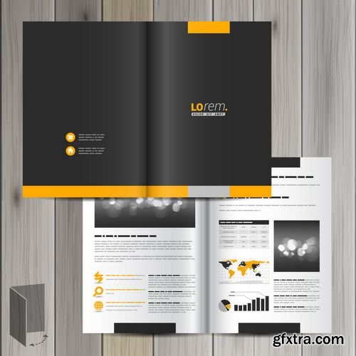 Vector - Black Classic Corporate Identity Template Design with Yellow Shapes - Business stationery