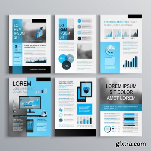 Vector - Classic Brochure Template Design with Blue Shapes