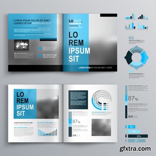 Vector - Classic Brochure Template Design with Blue Shapes