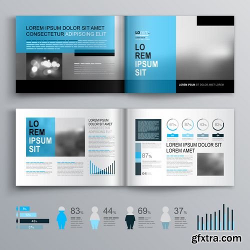 Vector - Classic Brochure Template Design with Blue Shapes