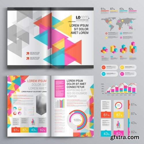 Vector - White Creative Brochure Template Design with Color Pattern of Triangles