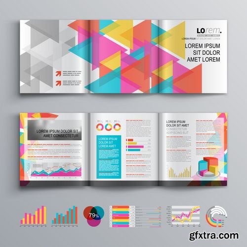 Vector - White Creative Brochure Template Design with Color Pattern of Triangles