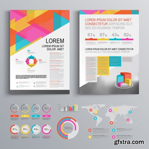 Vector - White Creative Brochure Template Design with Color Pattern of Triangles