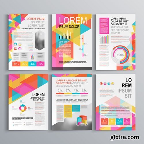 Vector - White Creative Brochure Template Design with Color Pattern of Triangles