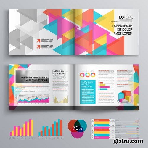 Vector - White Creative Brochure Template Design with Color Pattern of Triangles