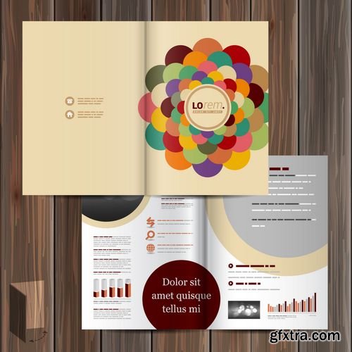 Vector - Color Corporate Identity Template Design with Round Central Element - Business Stationery