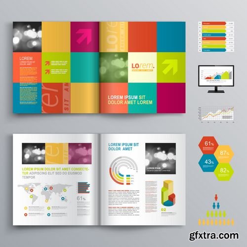 Vector - Creative Brochure Template Design with Color Shapes