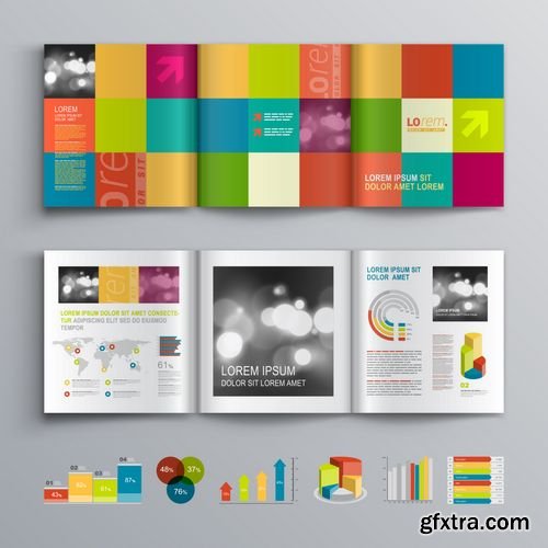 Vector - Creative Brochure Template Design with Color Shapes