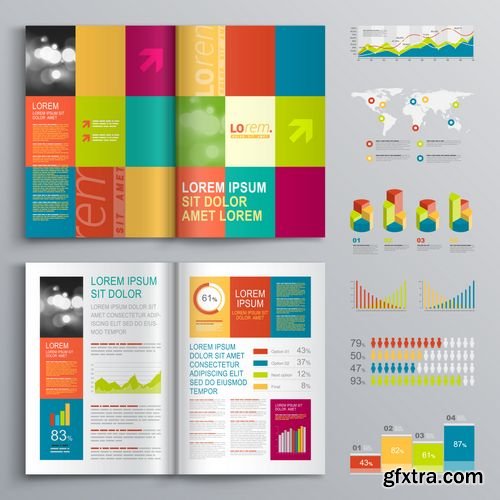 Vector - Creative Brochure Template Design with Color Shapes