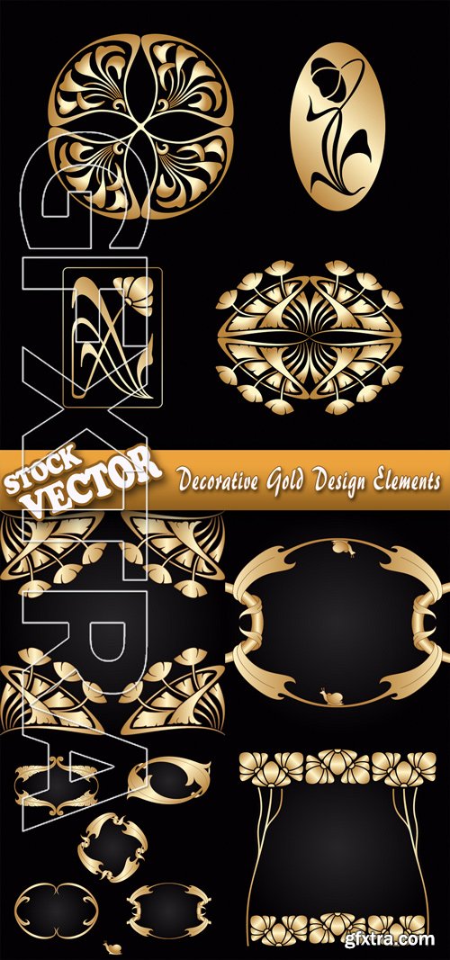 Stock Vector - Decorative Gold Design Elements