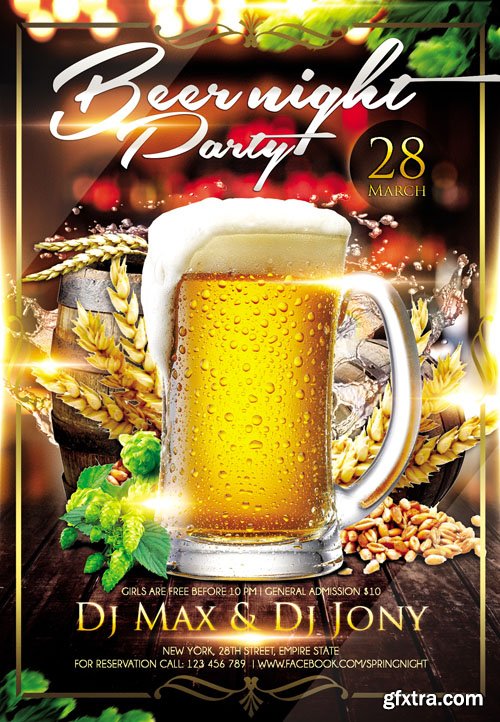 Beer Night Flyer PSD Template plus FB Cover