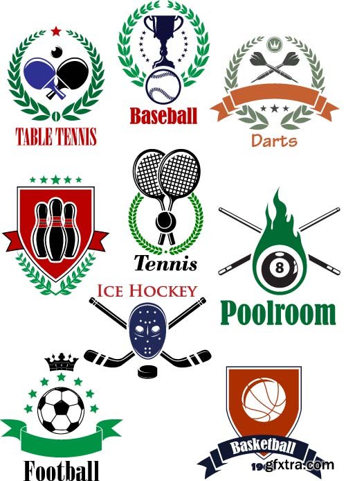 Vector icons Tourism and Sports 14x EPS