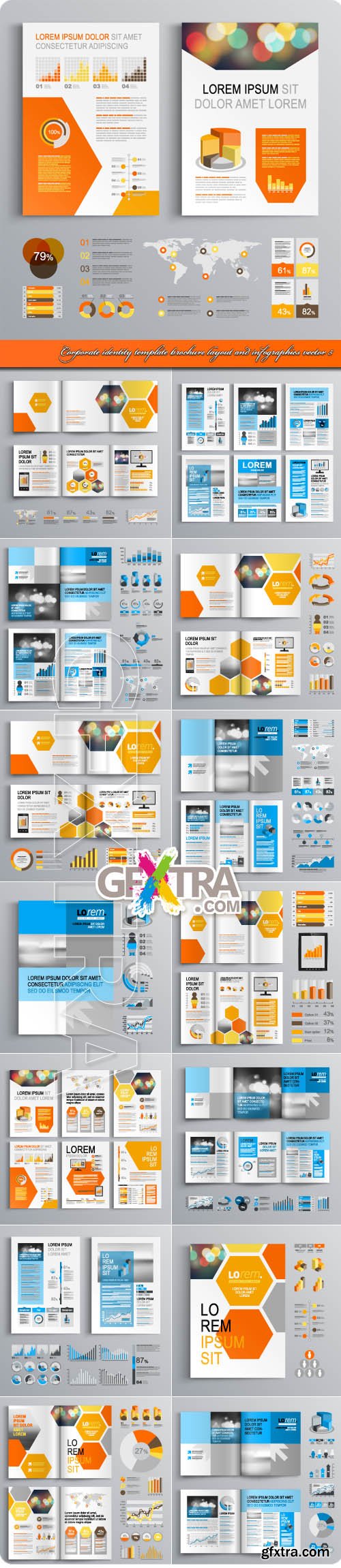 Corporate identity template brochure layout and infographics vector 5