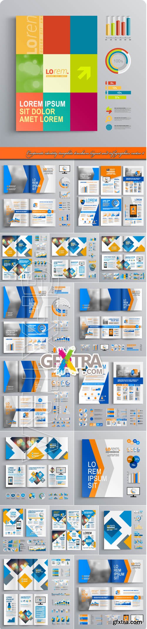 Corporate identity template brochure layout and infographics vector 6