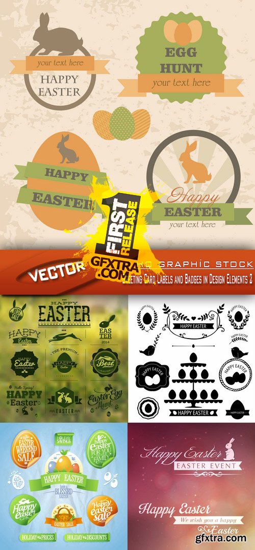 Stock Vector - Easter Greeting Card Labels and Badges in Design Elements 2