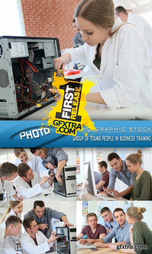 Stock Photo - Group of young people in business training