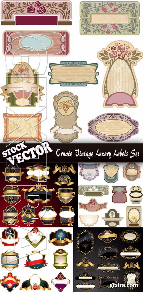 Stock Vector - Ornate Vintage Luxury Labels Set