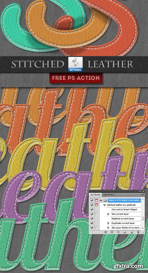 Photoshop Action - Stitched Leather