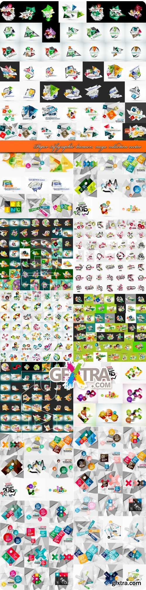 Paper infographic banners mega collection vector