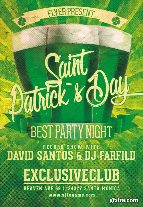 Retro St Patricks Day - Premium Flyer Template plus FB Cover