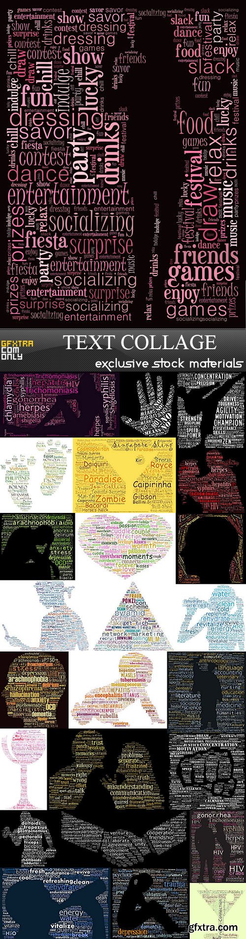 Text Collage - Stock Images, 25xUHQ JPEG