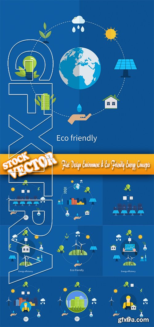 Stock Vector - Flat Design Environment & Eco Friendly Energy Concepts