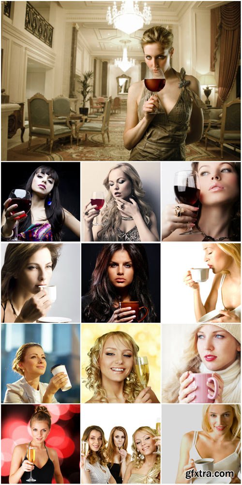 Girls with various drinks