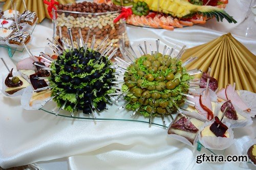 Buffet table of meat and fruity 10x JPEG