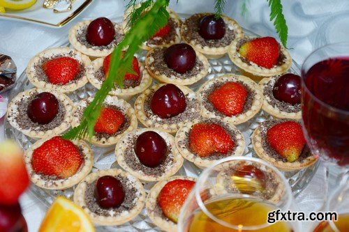 Buffet table of meat and fruity 10x JPEG