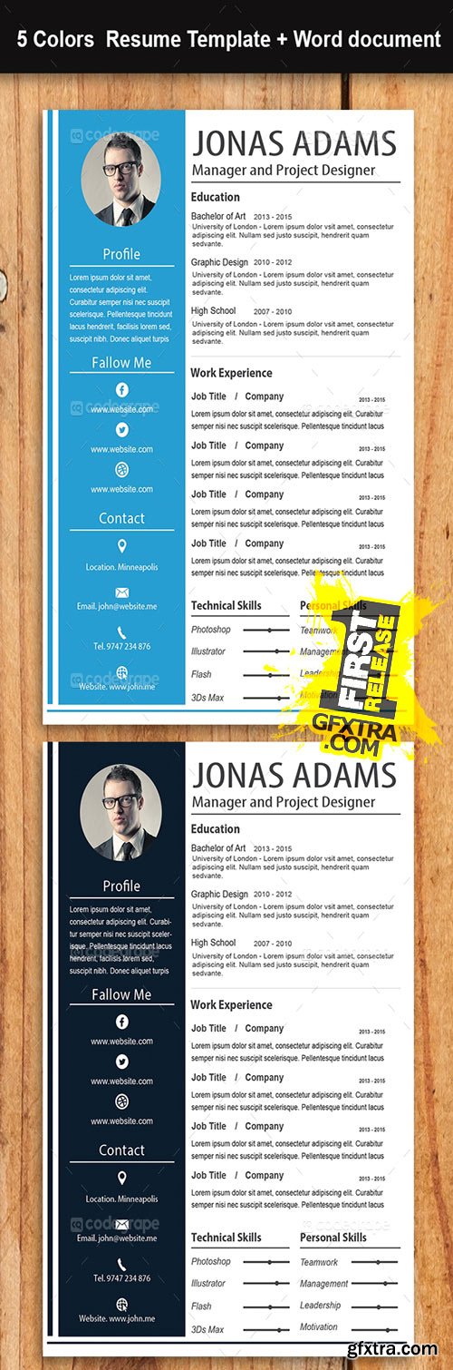 CodeGrape - Resume Template 5 Colors 5459