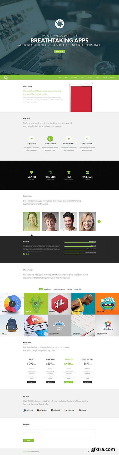 PSD Web Template - Omega - One Page Website Theme