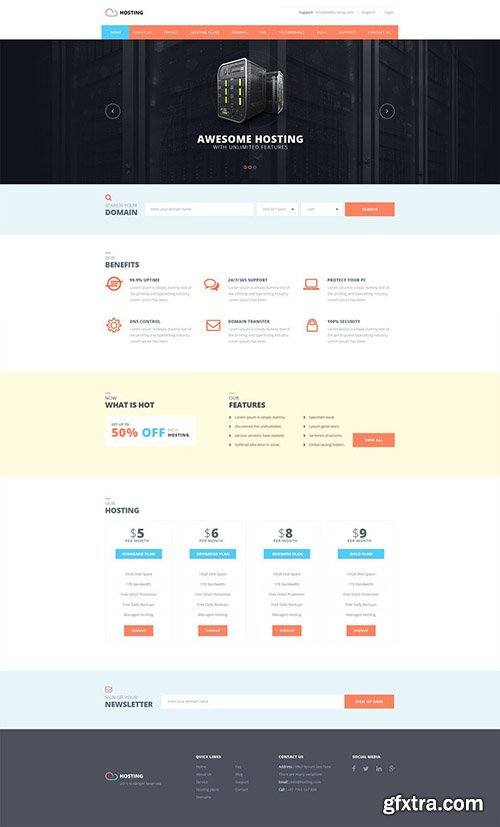 PSD Web Template - Awesome Hosting