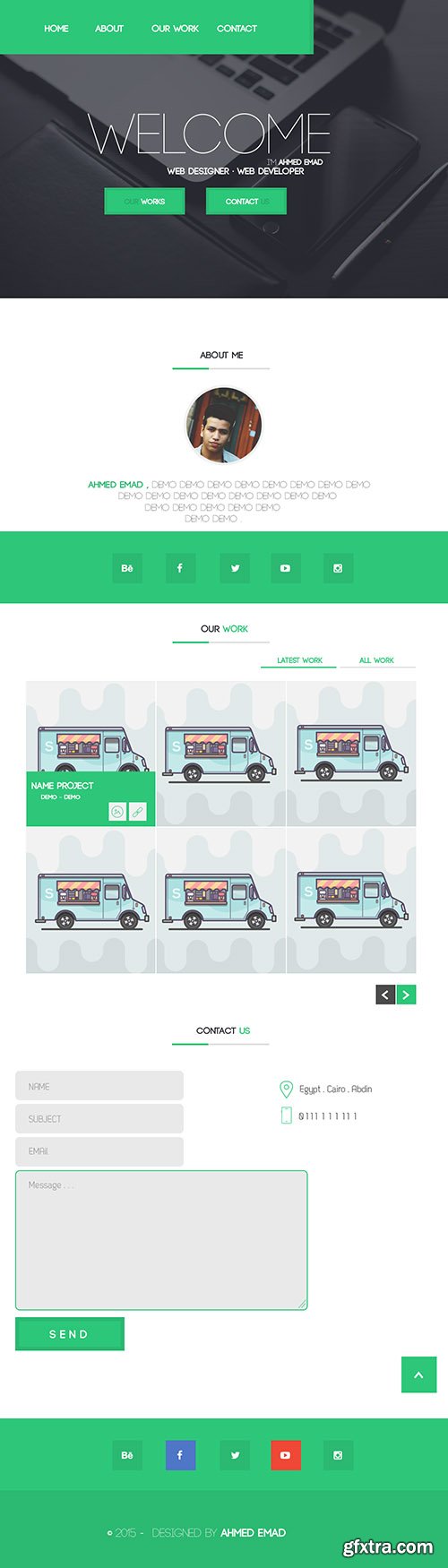 PSD Web Template - Simple Flat One Page Theme 2015