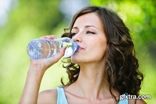 Collection of people drink a glass of water with purified water 25 HQ Jpeg
