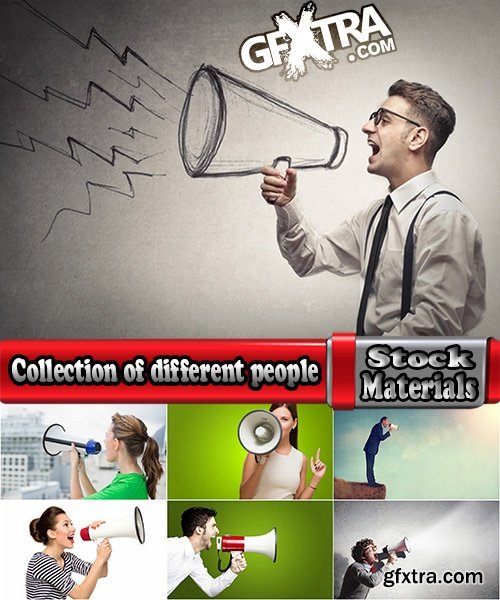 Collection of different people shout into the megaphone shout 25 HQ Jpeg