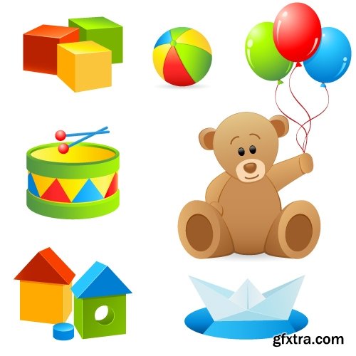 Collection of various children's toys vector image 25 Eps